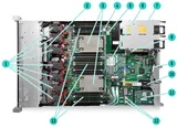 HP ProLiant DL360 Gen9 – pohled shora do šasi