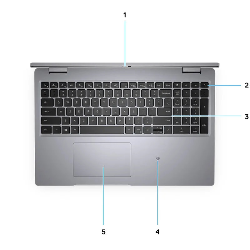 Dell Latitude 5521 – pohled na klávesnici a opěrku pro dlaň