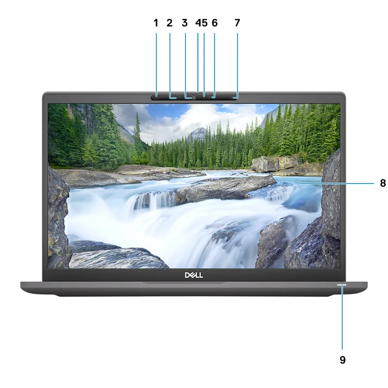 Dell Latitude 7320 – schéma displeje s kamerou a senzory
