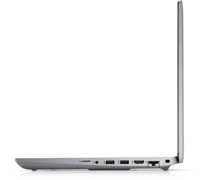 Dell Precision 3561 -- pravý boční profil se čtečkou SD karet, USB-A, HDMI a RJ-45