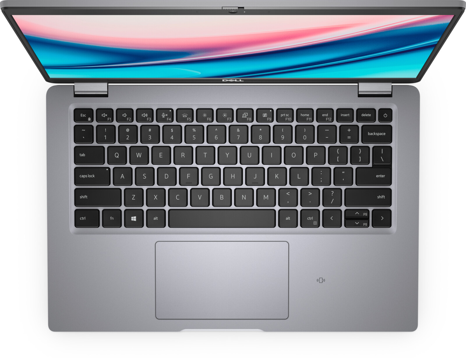 Dell Latitude 5421 -- pohled shora na klávesnici a touchpad