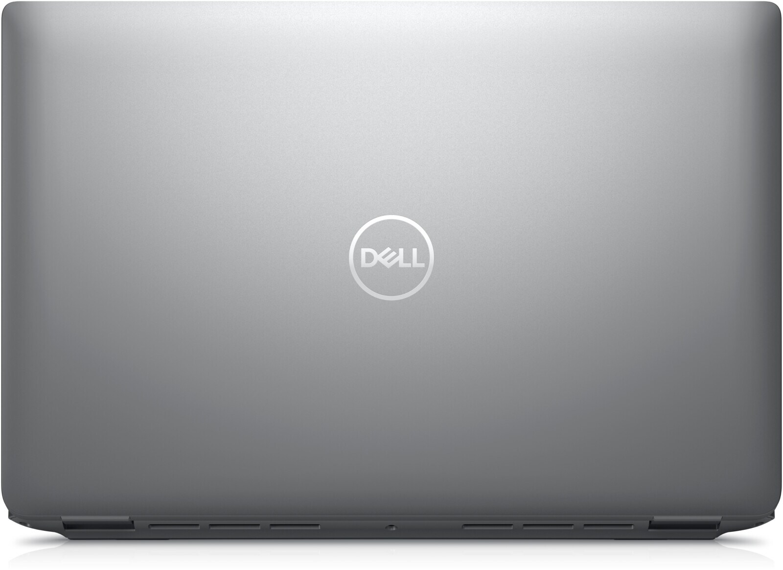 Dell Latitude 5450 -- pohled na zavřené hliníkové víko s logem Dell