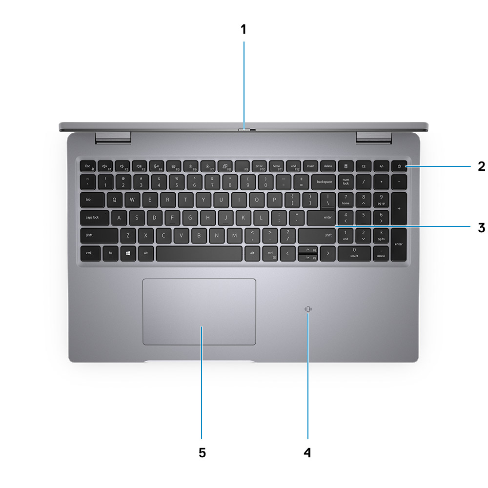 Dell Latitude 5521 – pohled na klávesnici a opěrku pro dlaň
