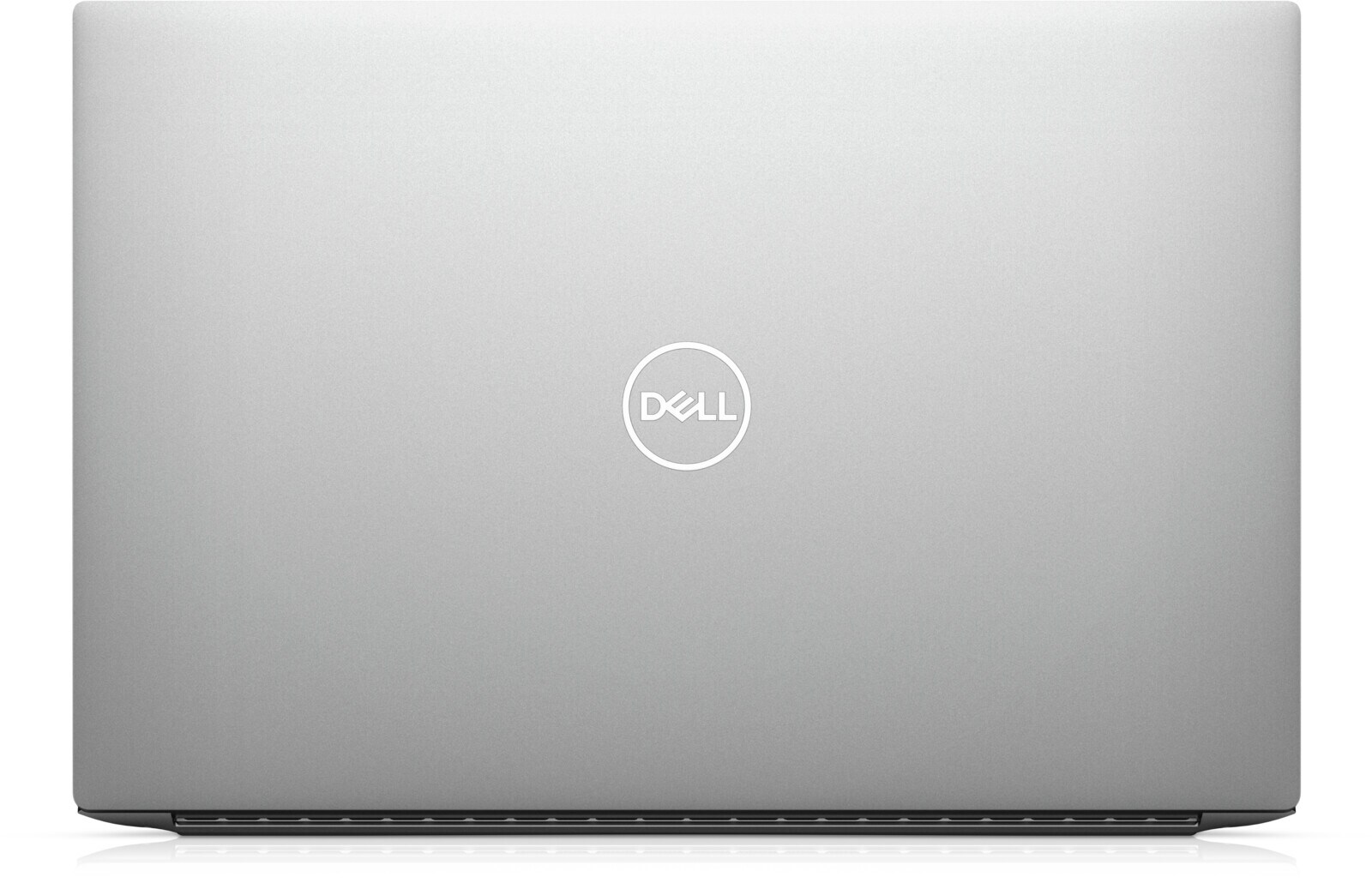 Dell XPS 15 9510 -- pohled na zavřené hliníkové víko s logem Dell