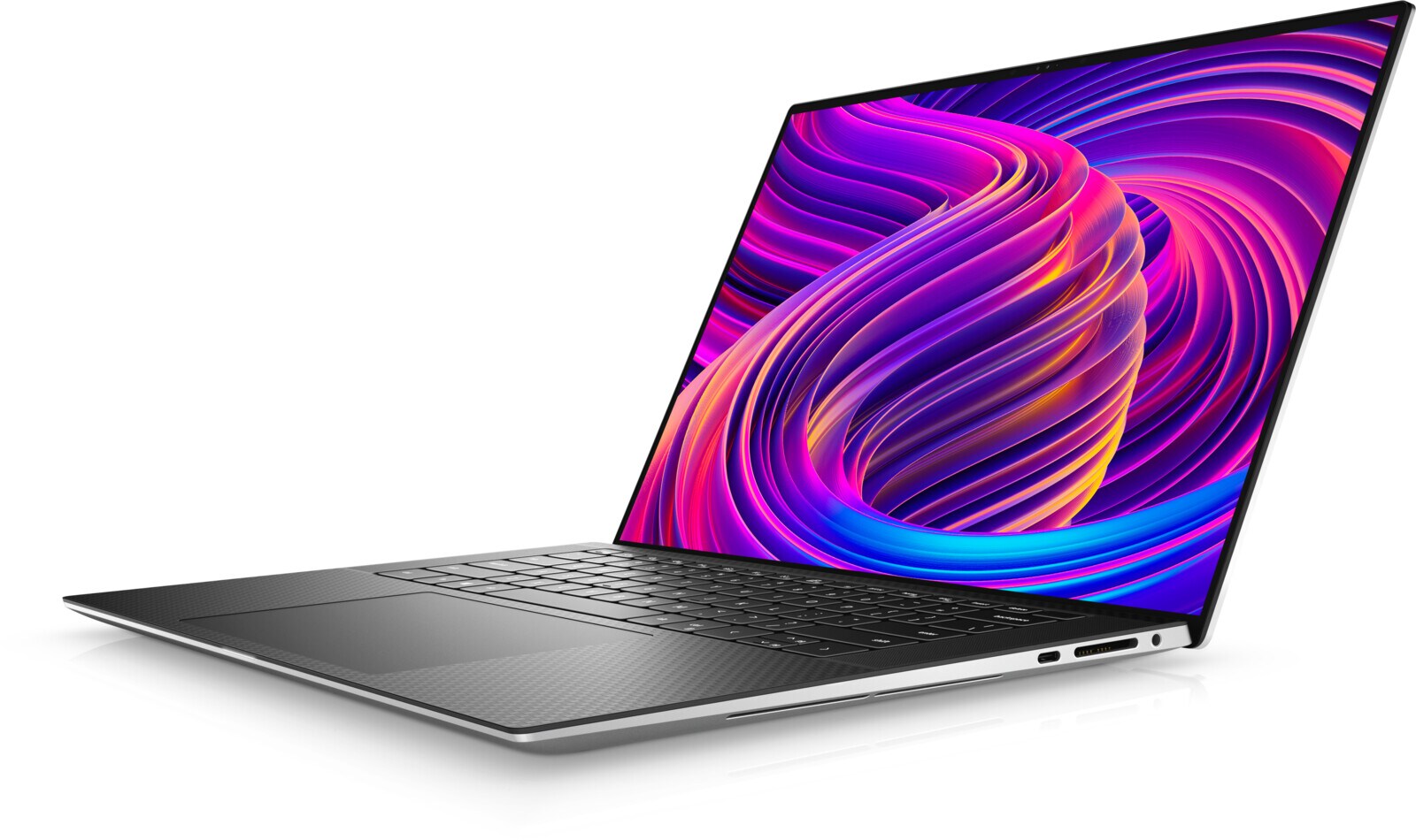 Dell XPS 15 9510 -- boční profil se dvěma porty Thunderbolt 4