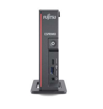 Fujitsu Esprimo G9010 -- čelní pohled na kompaktní Mini PC se stojánkem