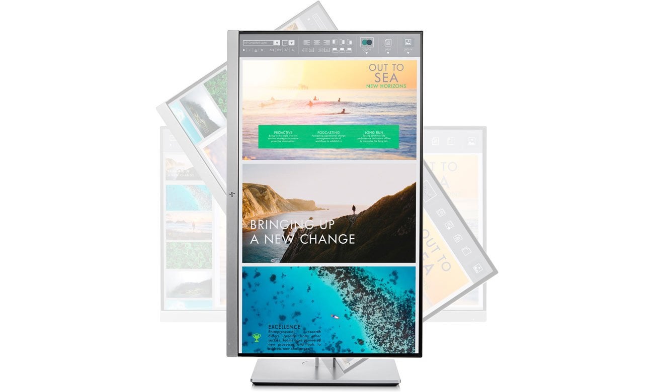HP EliteDisplay E233 – ukázka otočení a pivotu
