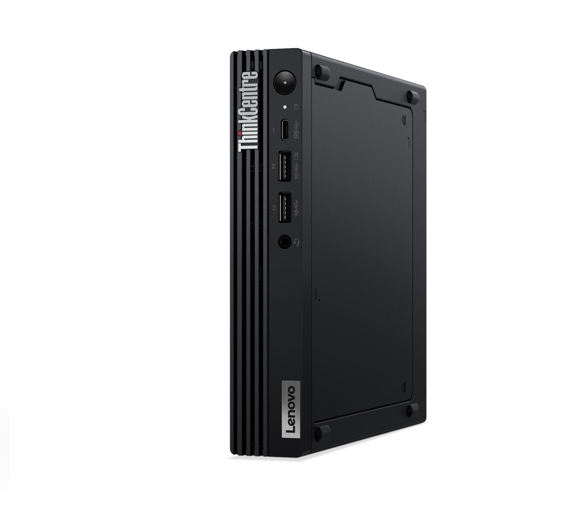 Lenovo ThinkCentre M70q Gen 3 -- 3/4 pohled s otvory pro VESA montáž